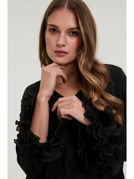 Moodo Fekete fodros ujjú ing Moodo