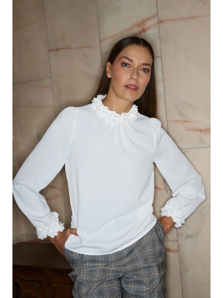 Moodo Fehér díszes kivágású ing Moodo