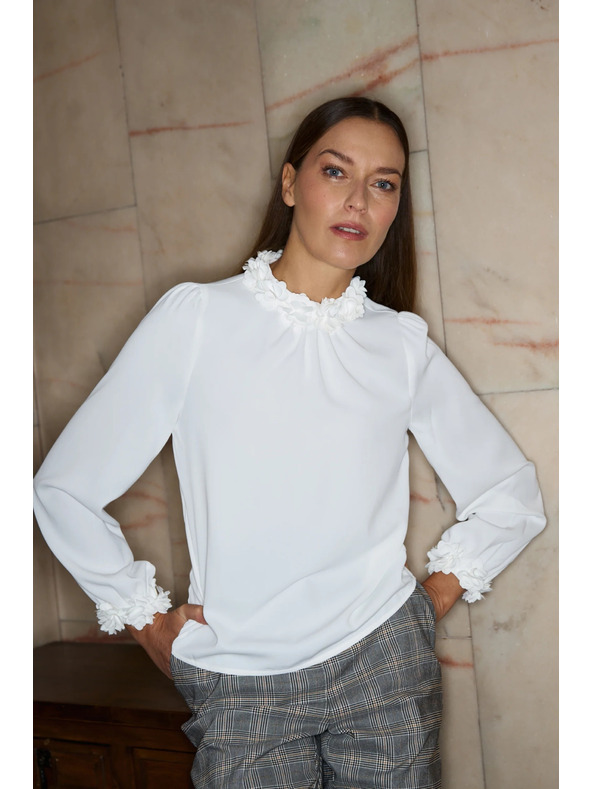 Moodo Fehér díszes kivágású ing Moodo