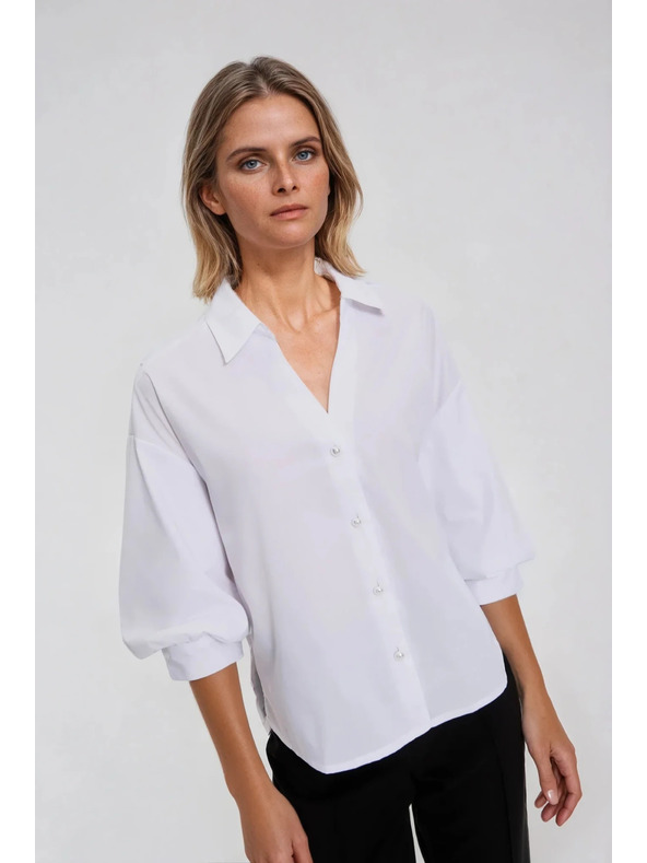 Moodo Fehér ráncolt ujjú ing Moodo