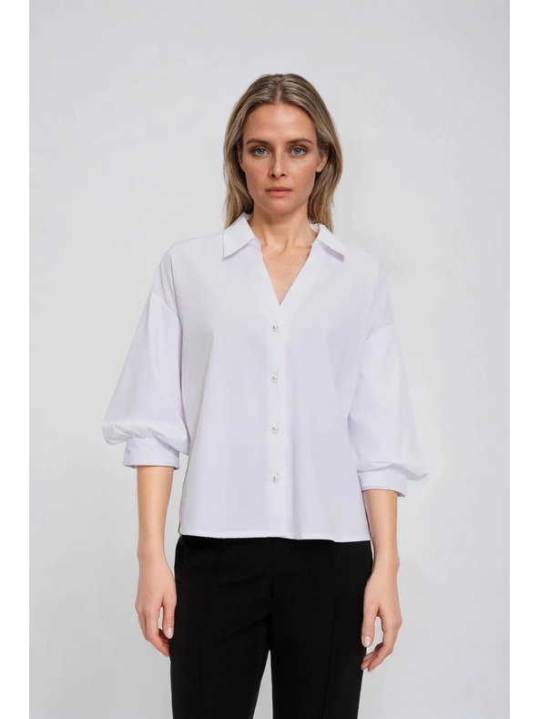 Moodo Fehér ráncolt ujjú ing Moodo