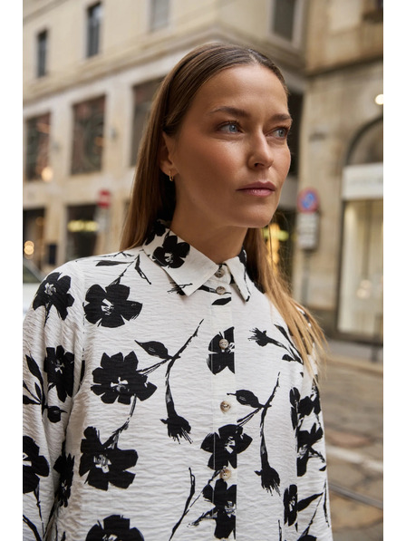 Moodo Fehér virágmintás viszkóz ing Moodo