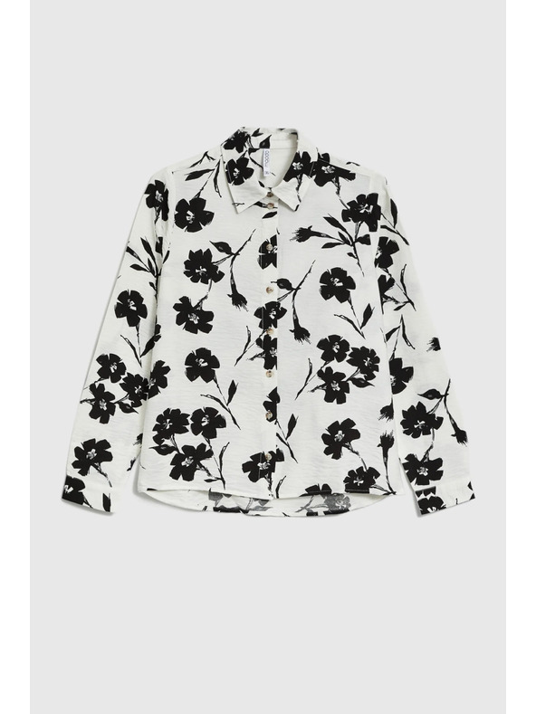 Moodo Fehér virágmintás viszkóz ing Moodo