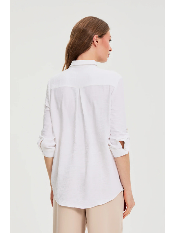 Moodo Fehér felhajtott ujjú blúz Moodo