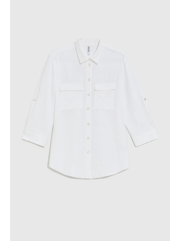 Moodo Fehér felhajtott ujjú blúz Moodo