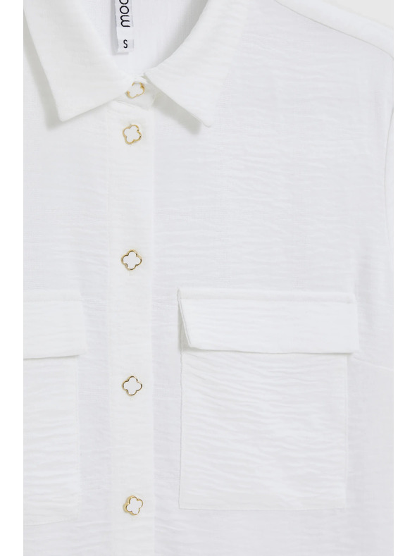 Moodo Fehér felhajtott ujjú blúz Moodo