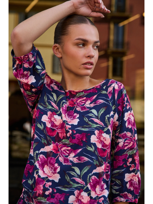 Moodo Sötétkék virágmintás viszkóz ing Moodo