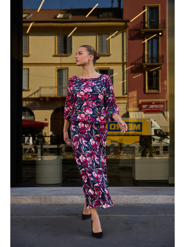 Moodo Sötétkék virágmintás viszkóz ing Moodo