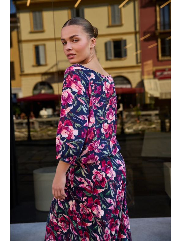 Moodo Sötétkék virágmintás viszkóz ing Moodo