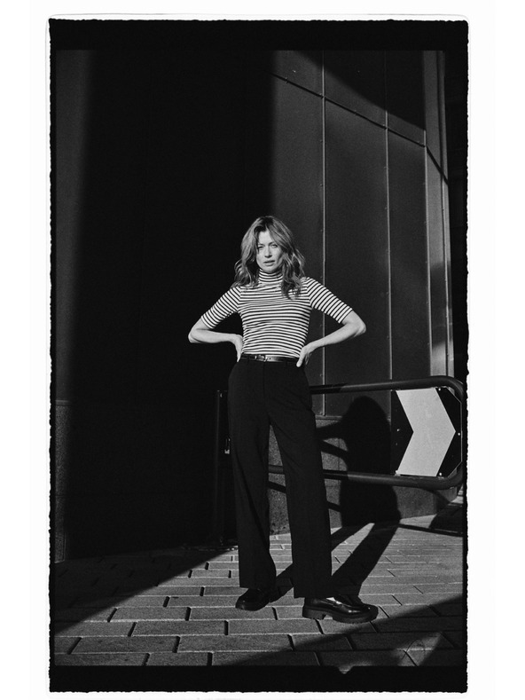 Moodo Csíkos álló nyakú póló Moodo