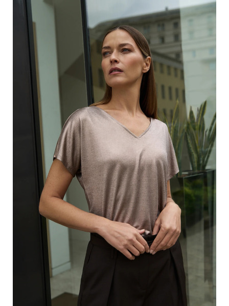 Moodo Rózsaszín csillogós anyagú blúz Moodo