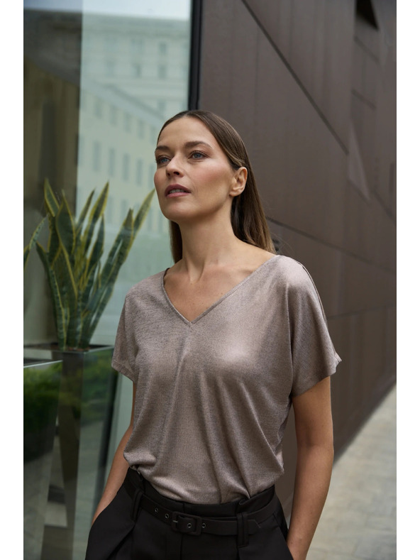 Moodo Rózsaszín csillogós anyagú blúz Moodo