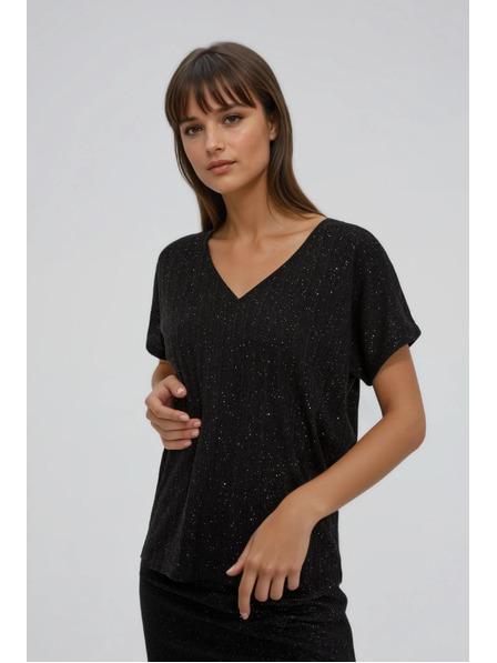 Moodo Fekete fényes felső hátul megkötős Moodo