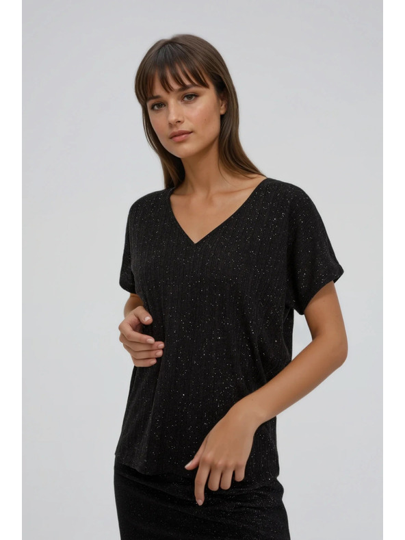 Moodo Fekete fényes felső hátul megkötős Moodo