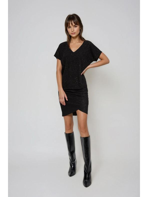 Moodo Fekete fényes felső hátul megkötős Moodo