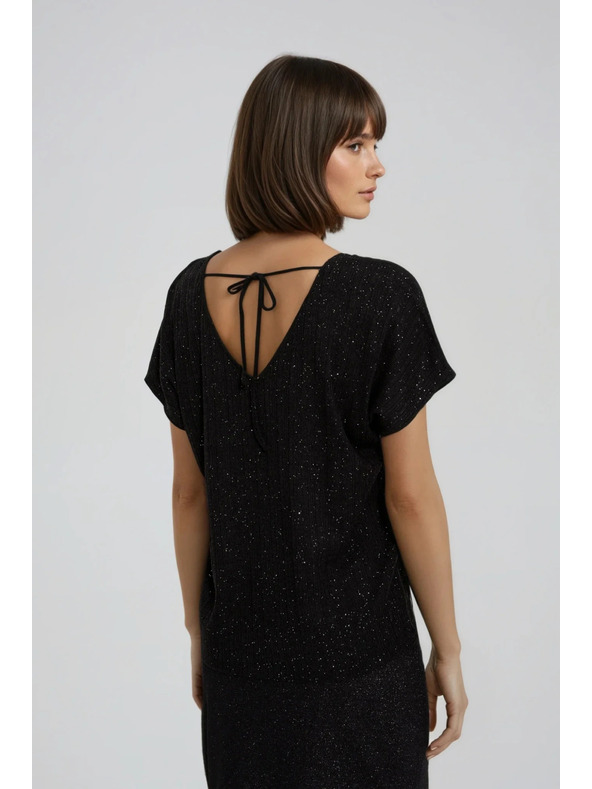 Moodo Fekete fényes felső hátul megkötős Moodo