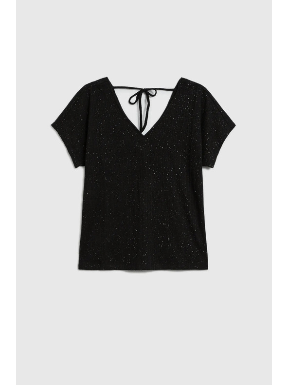 Moodo Fekete fényes felső hátul megkötős Moodo