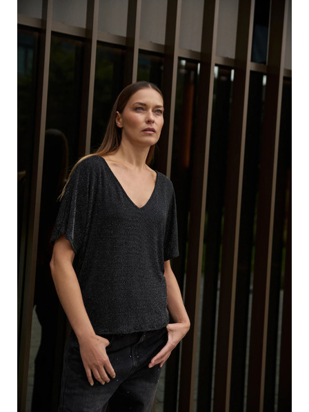 Moodo Fekete kétféleképpen viselhető blúz Moodo