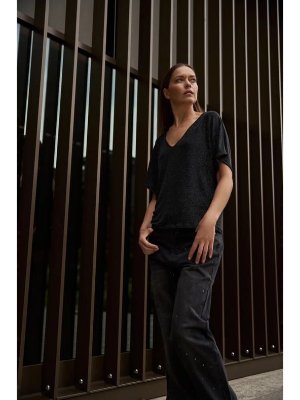 Moodo Fekete kétféleképpen viselhető blúz Moodo