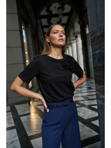 Moodo Fekete pamut póló applikációval Moodo