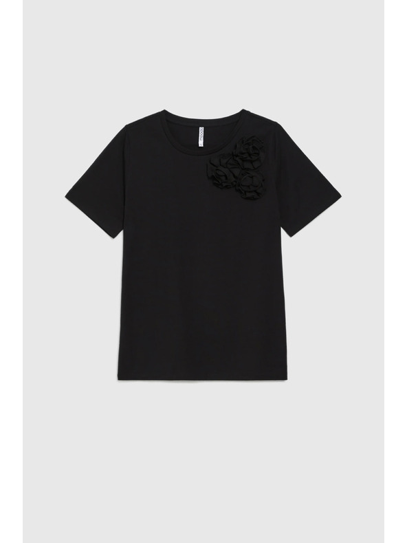 Moodo Fekete pamut póló applikációval Moodo