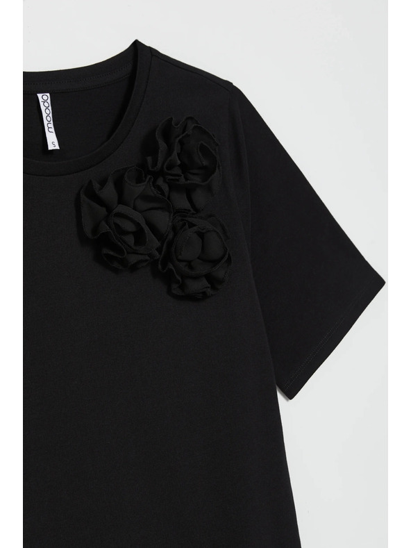 Moodo Fekete pamut póló applikációval Moodo