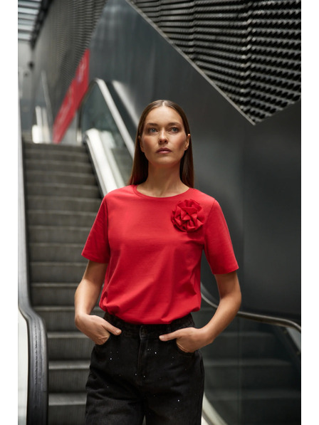 Moodo Vörös pamut blúz applikációval Moodo