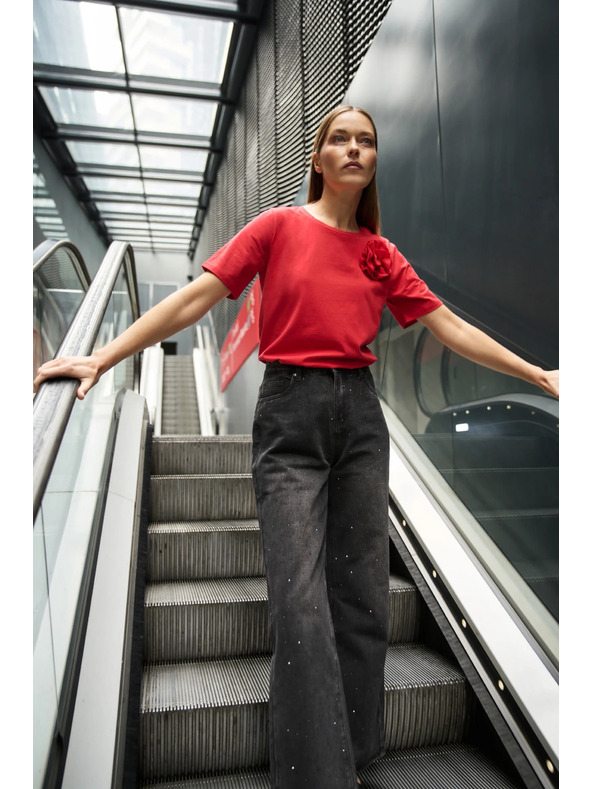 Moodo Vörös pamut blúz applikációval Moodo