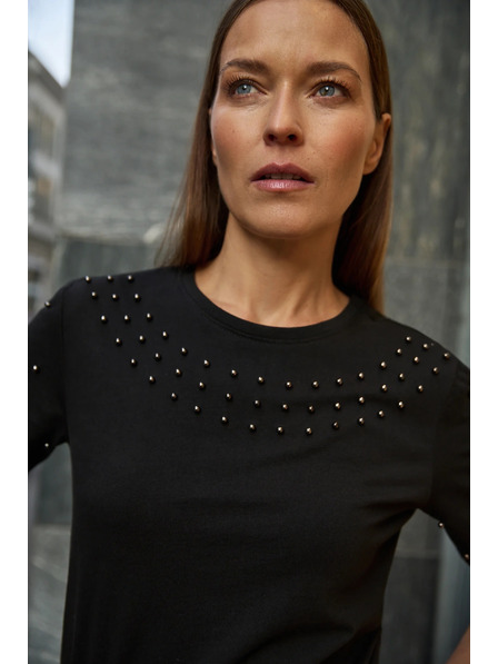 Moodo Fekete gyöngyös póló Moodo