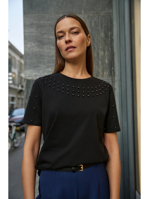 Moodo Fekete gyöngyös póló Moodo