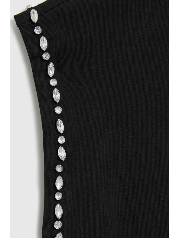 Moodo Fekete pamut blúz díszített ujjakkal Moodo