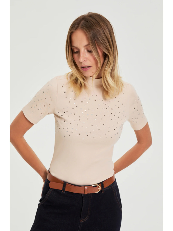 Moodo Bézs blúz zsebekkel Moodo