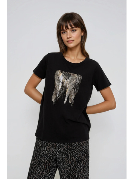 Moodo Mintás fekete blúz Moodo