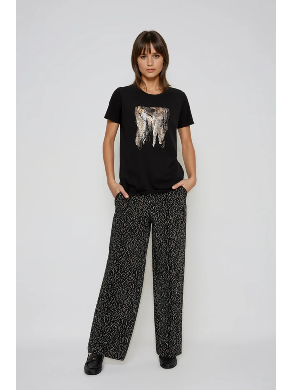 Moodo Mintás fekete blúz Moodo