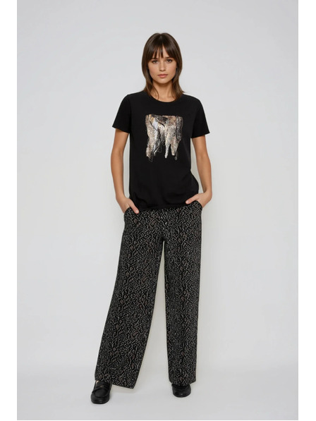 Moodo Mintás fekete blúz Moodo