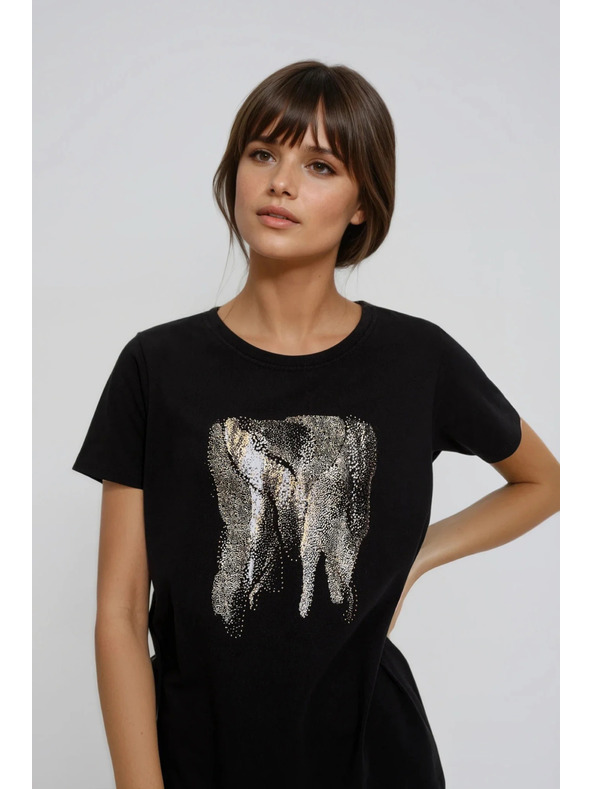 Moodo Mintás fekete blúz Moodo