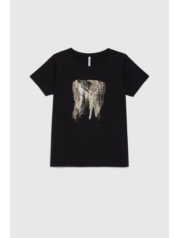 Moodo Mintás fekete blúz Moodo