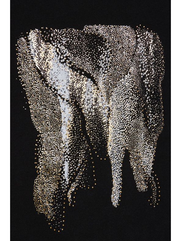 Moodo Mintás fekete blúz Moodo