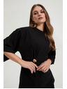 Moodo Fekete pamut blúz díszes gombbal Moodo