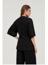Moodo Fekete pamut blúz díszes gombbal Moodo