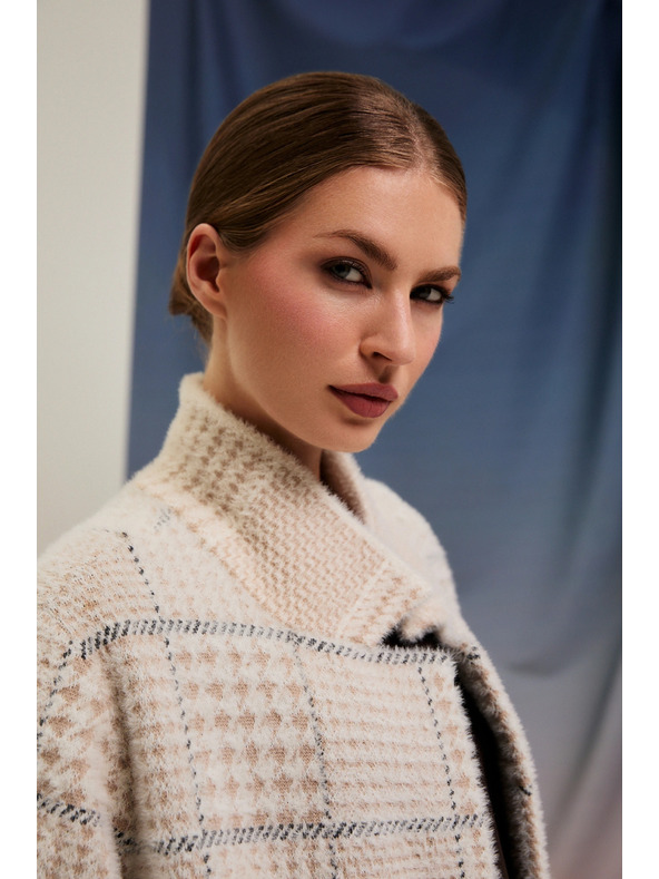 Moodo Kockás bézs kabát Moodo