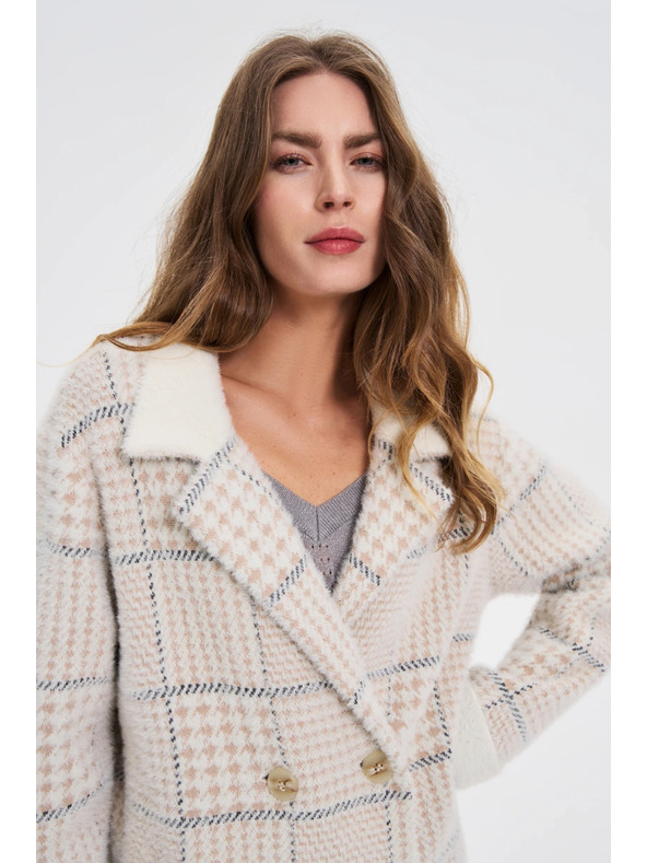 Moodo Kockás bézs kabát Moodo