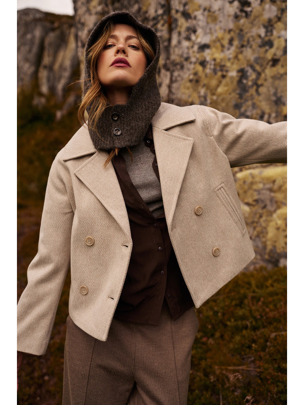 Moodo Rövid bézs kabát Moodo