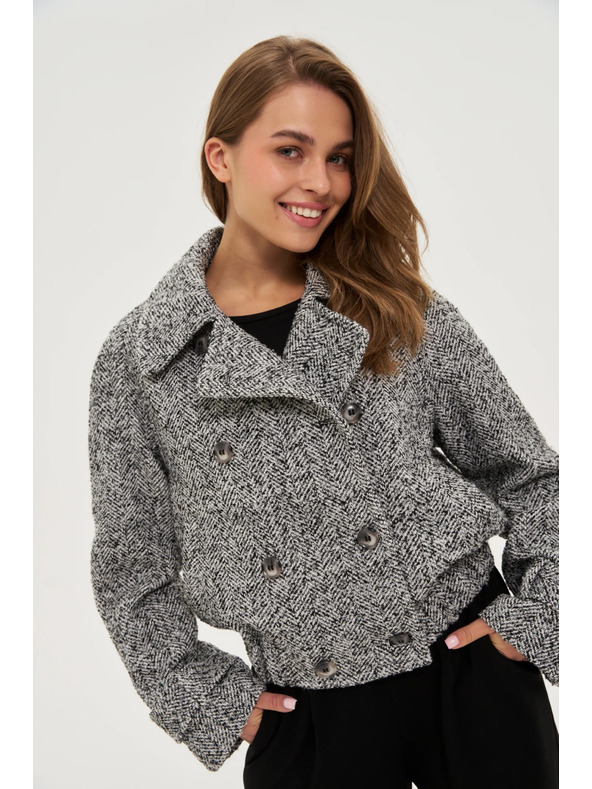 Moodo Rövid fekete-fehér kabát Moodo