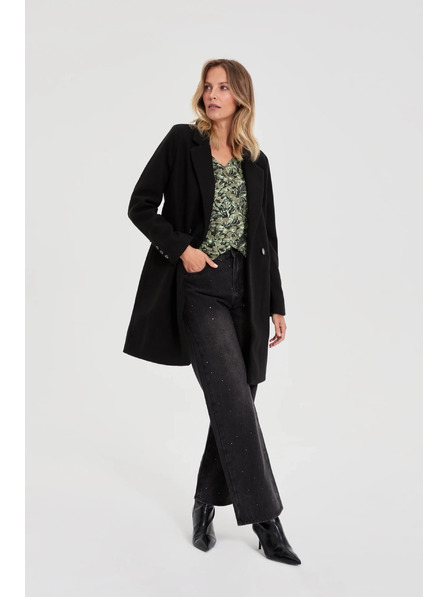 Moodo Duplapántos fekete kabát Moodo