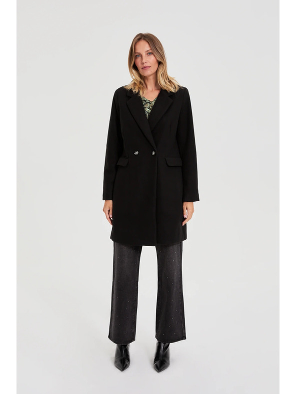 Moodo Duplapántos fekete kabát Moodo