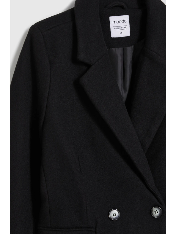 Moodo Duplapántos fekete kabát Moodo