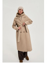 Moodo Moodo hosszú bézs kapucnis kabát