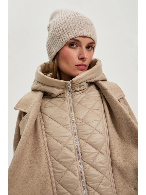 Moodo Moodo hosszú bézs kapucnis kabát