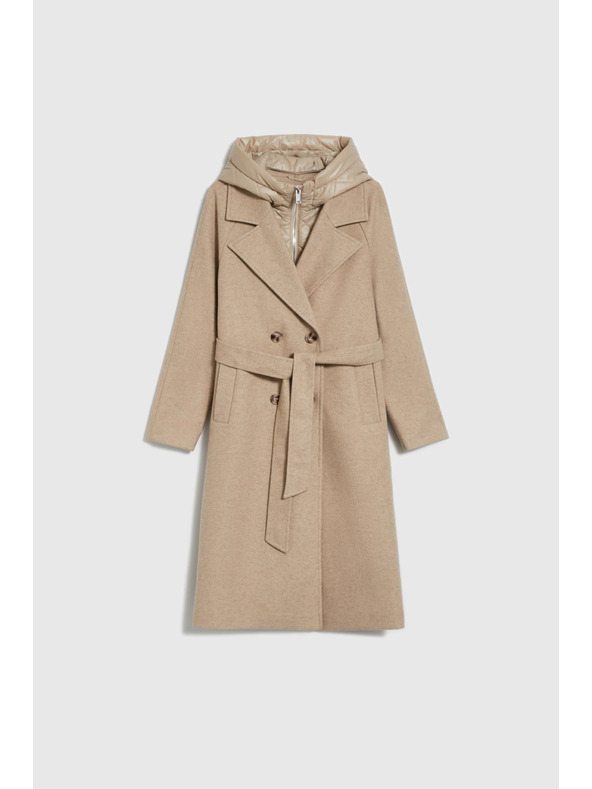 Moodo Moodo hosszú bézs kapucnis kabát